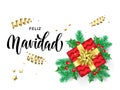 Feliz Navidad Spanish Merry Christmas holiday hand drawn quote calligraphy greeting card background template. Vector Christmas tre Royalty Free Stock Photo