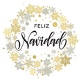 Feliz Navidad. Spanish Merry Christmas text for greeting card