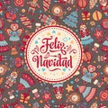 Feliz navidad. Xmas card on Spanish language.