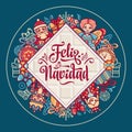 Feliz navidad. Xmas card on Spanish language.