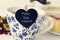 Feliz san valentin, happy valentines day in spanish Royalty Free Stock Photo