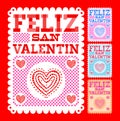 Feliz San Valentin, Happy Valentines day spanish text Royalty Free Stock Photo