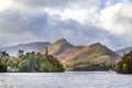 The fell by Derwent water known as cat bells at Keswick. Royalty Free Stock Photo