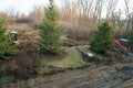 Felling Trees during Land Excavation Royalty Free Stock Photo