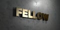 Fellow - Gold sign mounted on glossy marble wall - 3D rendered royalty free stock illustration