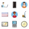 Fellow worker icons set, cartoon style