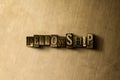 FELLOWSHIP - close-up of grungy vintage typeset word on metal backdrop Royalty Free Stock Photo