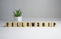 Fellowship concept - Fellowship word on wooden cubes Royalty Free Stock Photo