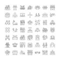 Fellowship linear icons, signs, symbols vector line illustration set