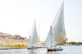 Fellucas, traditional wooden sailboat on Nile, Egypt. Royalty Free Stock Photo