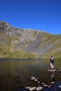 Fellwalker Scales Tarn, Blencathra and Sharp Edge Royalty Free Stock Photo