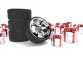 Felly With Tires And Gifts Royalty Free Stock Photo