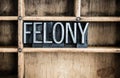 Felony Concept Metal Letterpress Word in Drawer Royalty Free Stock Photo