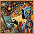 felt art patchwork, AI cyborg machine learning and artificial intelligence concept, Generative AI Royalty Free Stock Photo