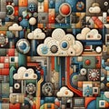 Felt art patchwork, Automated Data Migration Tools for Cloud Adoption Royalty Free Stock Photo
