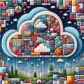 Felt art patchwork, Automated Data Migration Tools for Cloud Adoption Royalty Free Stock Photo