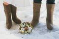 Felt boots in snow