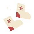 Felt boots with snowflake for New Year and Christmas greeting card, banner design element