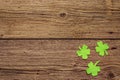 Felt clover leaves on old wooden background. Good luck symbol, St.Patrick`s Day concept Royalty Free Stock Photo