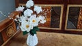 White Felt Flower Arrangement - DIY Felt Craft Royalty Free Stock Photo