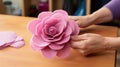 Matte Photo Of Handcrafted Felt Flower With Nature-based Patterns