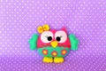 Colourful felt owl toy - handmade crafts, children art