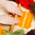 Felt making, felting Royalty Free Stock Photo