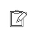 Felt pen and paper clipboard line icon