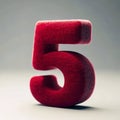 Felt Red Letter "5" for Creative DIY and Craft Projects Royalty Free Stock Photo