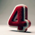 Felt Red Letter Number 4 Royalty Free Stock Photo