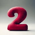 Felt Red Letter Number 2 Royalty Free Stock Photo