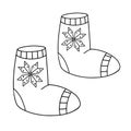 Felt shoes in the Doodle style. Winter warm shoes Royalty Free Stock Photo