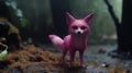 Felt Stop-motion Fox In Dark Magenta Forest: 4k Animation