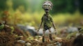 Felt Stop-motion Zombie In Wooded Area - 3d Digital Effect