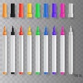 Felt tip pens. Colorful marker pens set Royalty Free Stock Photo