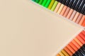 Felt-tip pens for drawing on a beige background. Banner with place for text for stationery store, stationer's Royalty Free Stock Photo