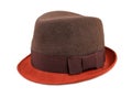 Felt trilby/fedora hat isolated on a white Royalty Free Stock Photo