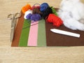 Felt, yarn and fiberfill for crafting