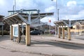 Feltham bus station on a sunny day