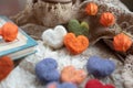 Felting multicolored hearts