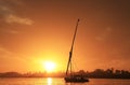 Felucca boat sailing on the Nile river at sunset, Luxor Royalty Free Stock Photo