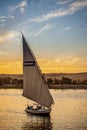 The Felucca boat the traditional way of navigation on the Nile River in Egypt Royalty Free Stock Photo