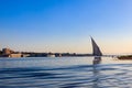 Felucca boats sailing on the Nile river in Luxor, Egypt. Traditional Egyptian sailing boats Royalty Free Stock Photo