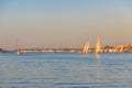 Felucca boats sailing on Nile river in Luxor, Egypt. Traditional Egyptian sailing boats Royalty Free Stock Photo