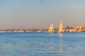 Felucca boats sailing on the Nile river in Luxor, Egypt. Traditional Egyptian sailing boats Royalty Free Stock Photo