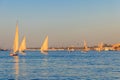 Felucca boats sailing on the Nile river in Luxor, Egypt Royalty Free Stock Photo