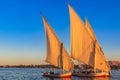 Felucca boats sailing on the Nile river in Luxor, Egypt. Traditional Egyptian sailing boats Royalty Free Stock Photo