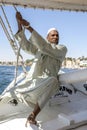 A felucca captain on the River Nile in Egypt.