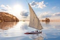 Felucca and islands by the Nile, Aswan, Egypt Royalty Free Stock Photo