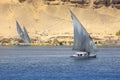 Felucca river boat on the Nile, with the Sahara behind in Aswa Royalty Free Stock Photo